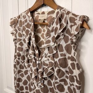 LOFT Animal Print Ruffle Blouse